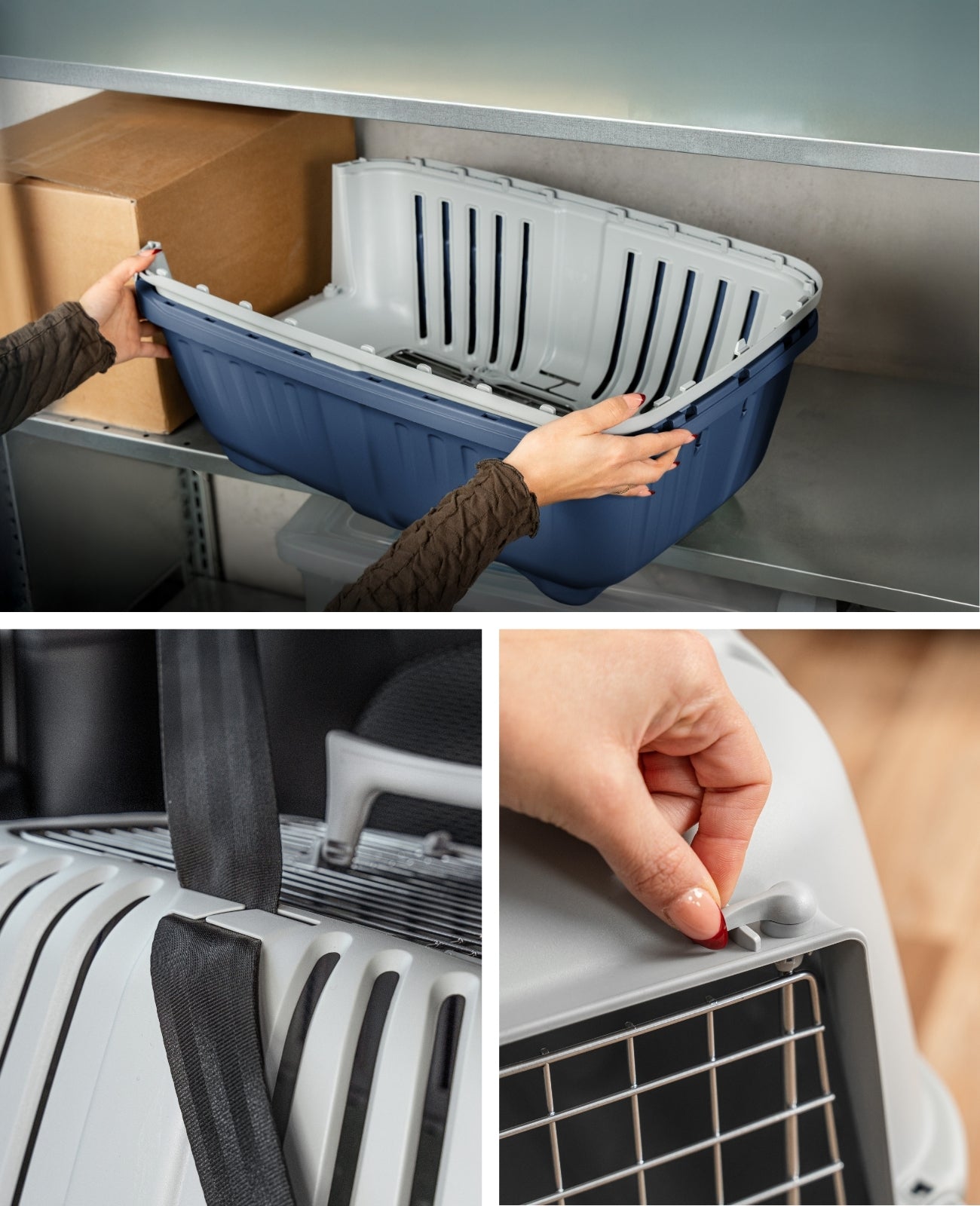 Caisse de transport pour chat Lionto en plastique avec porte et ouverture en métal, 58,5 x 35,5 x 40 cm