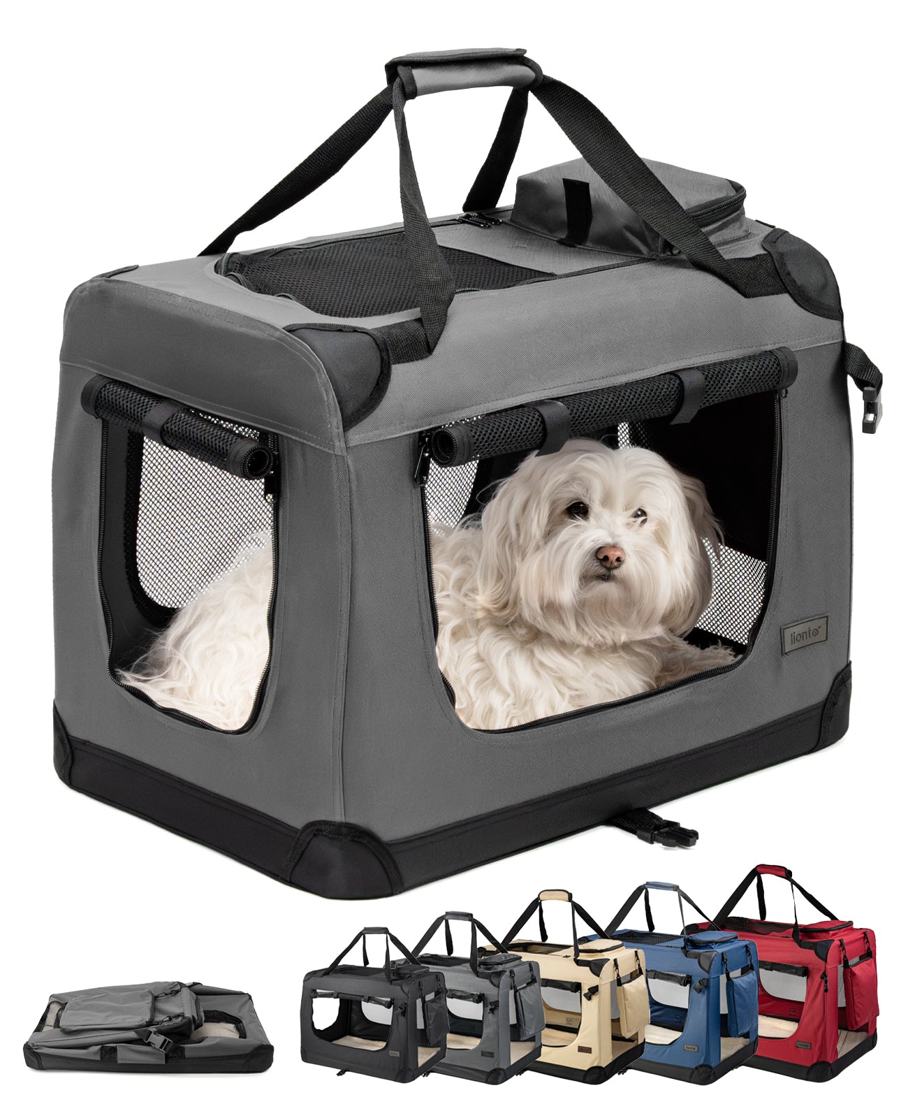 lionto Caisse de transport pliable pour chien (tailles S-XXXL et 4 couleurs)