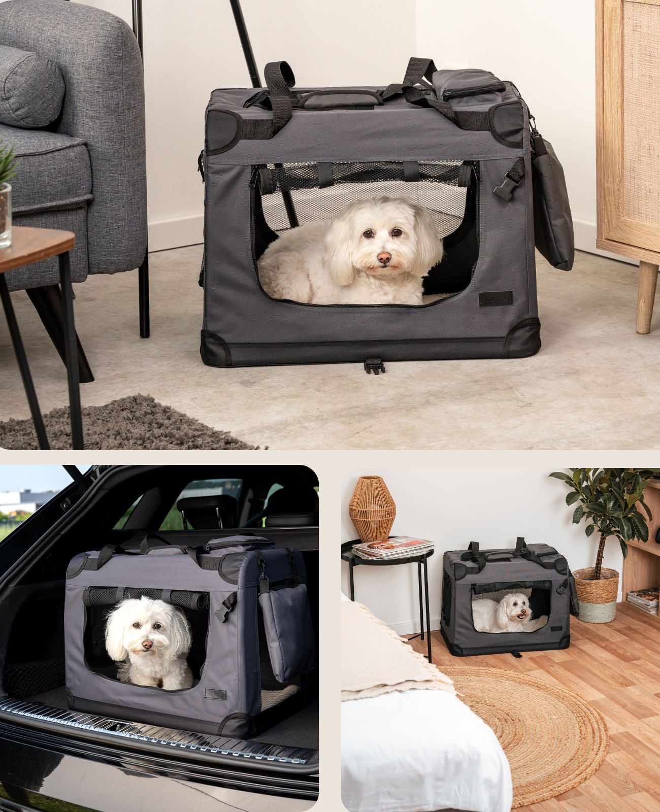 lionto Caisse de transport pliable pour chien (tailles S-XXXL et 4 couleurs)