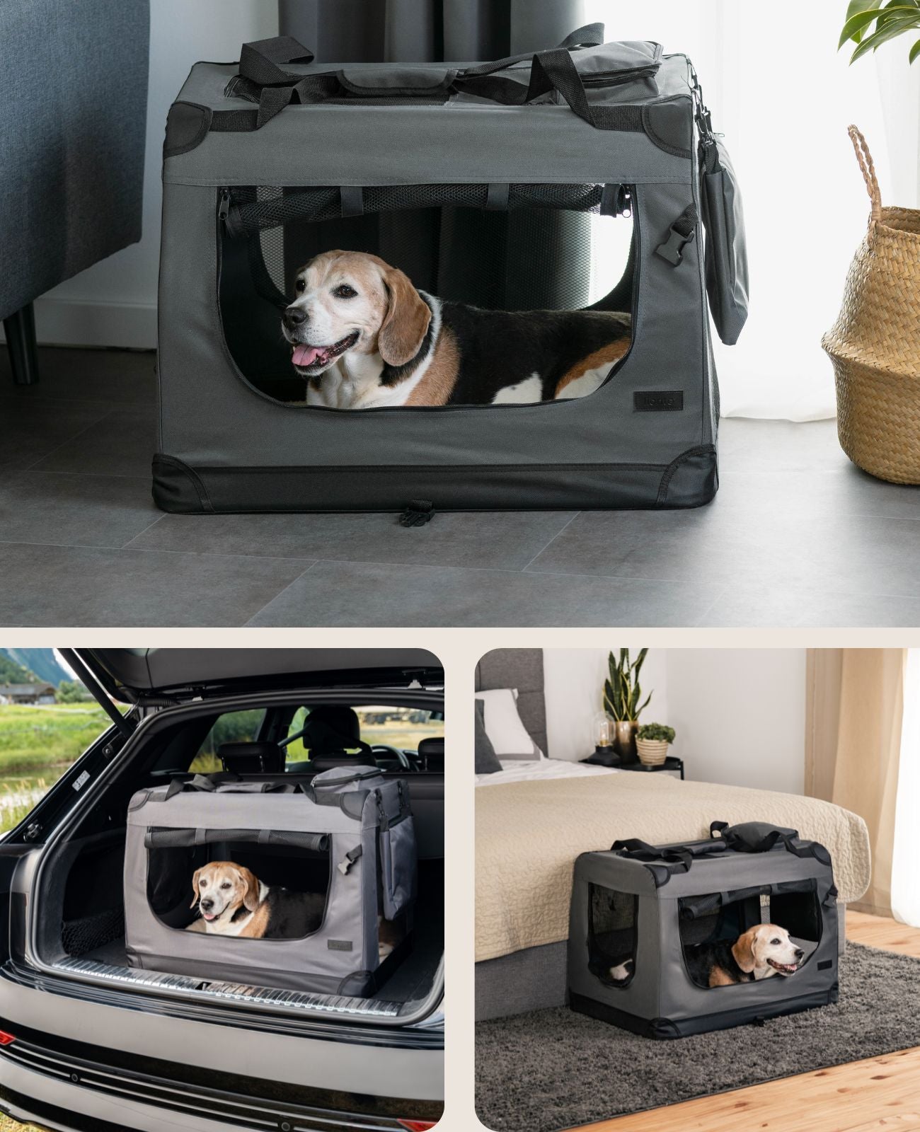 lionto Caisse de transport pliable pour chien (tailles S-XXXL et 4 couleurs)