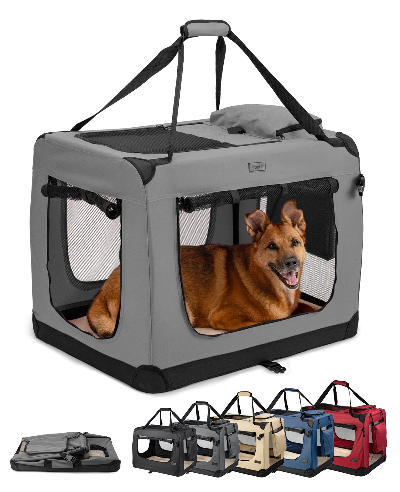 lionto Caisse de transport pliable pour chien (tailles S-XXXL et 4 couleurs)