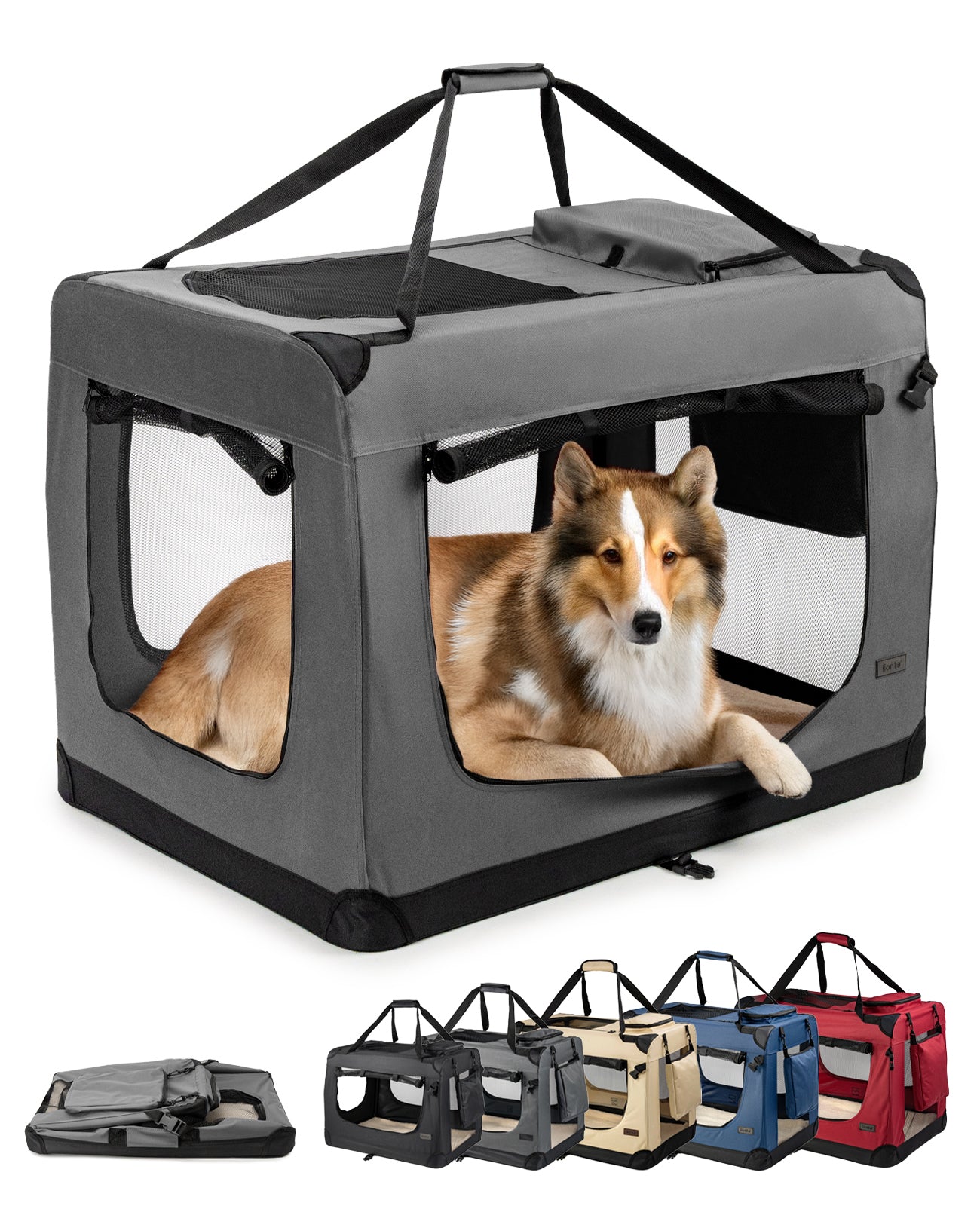 lionto Caisse de transport pliable pour chien (tailles S-XXXL et 4 couleurs)