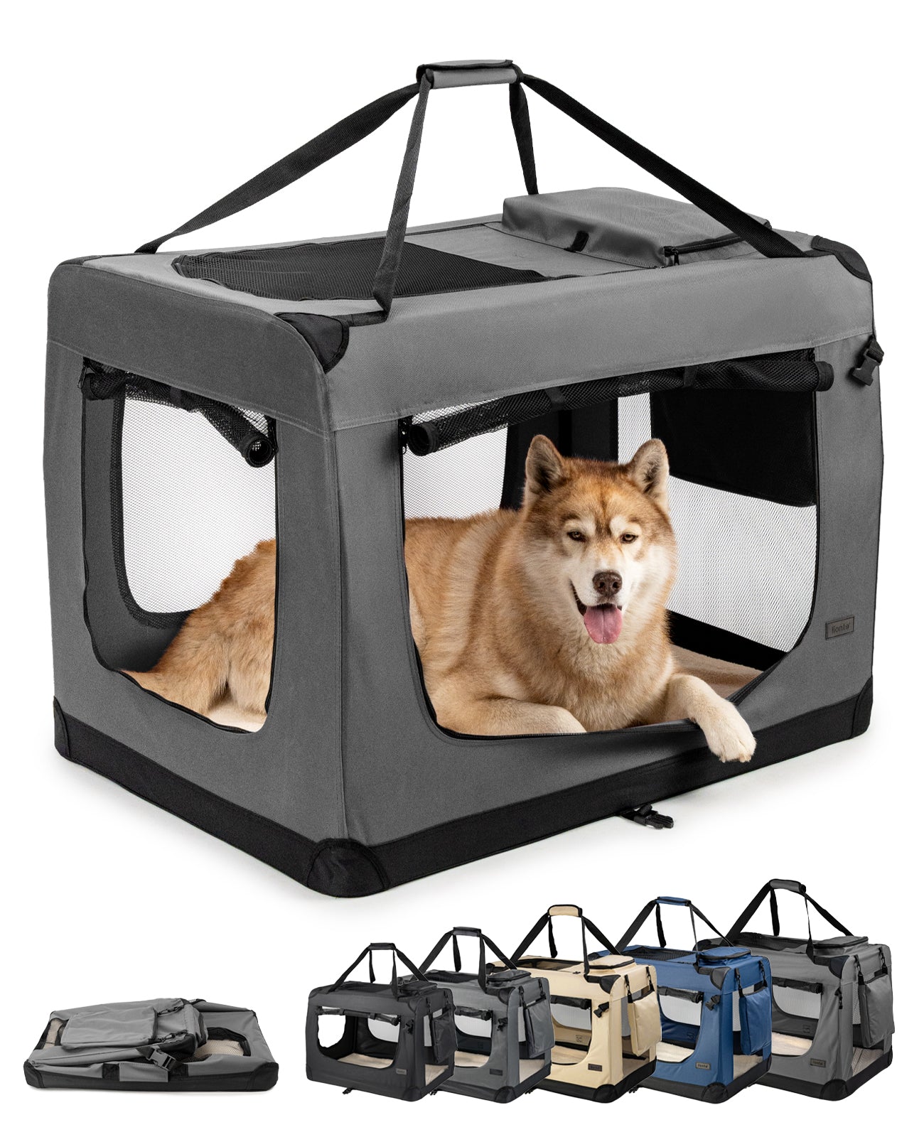 lionto Caisse de transport pliable pour chien (tailles S-XXXL et 4 couleurs)