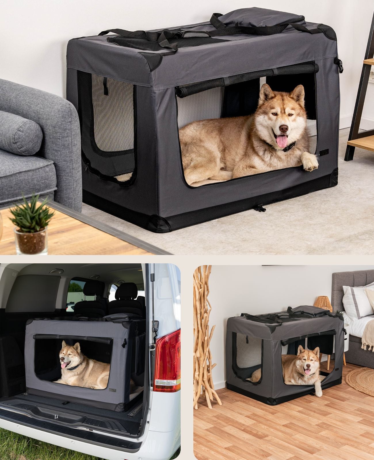 lionto Caisse de transport pliable pour chien (tailles S-XXXL et 4 couleurs)
