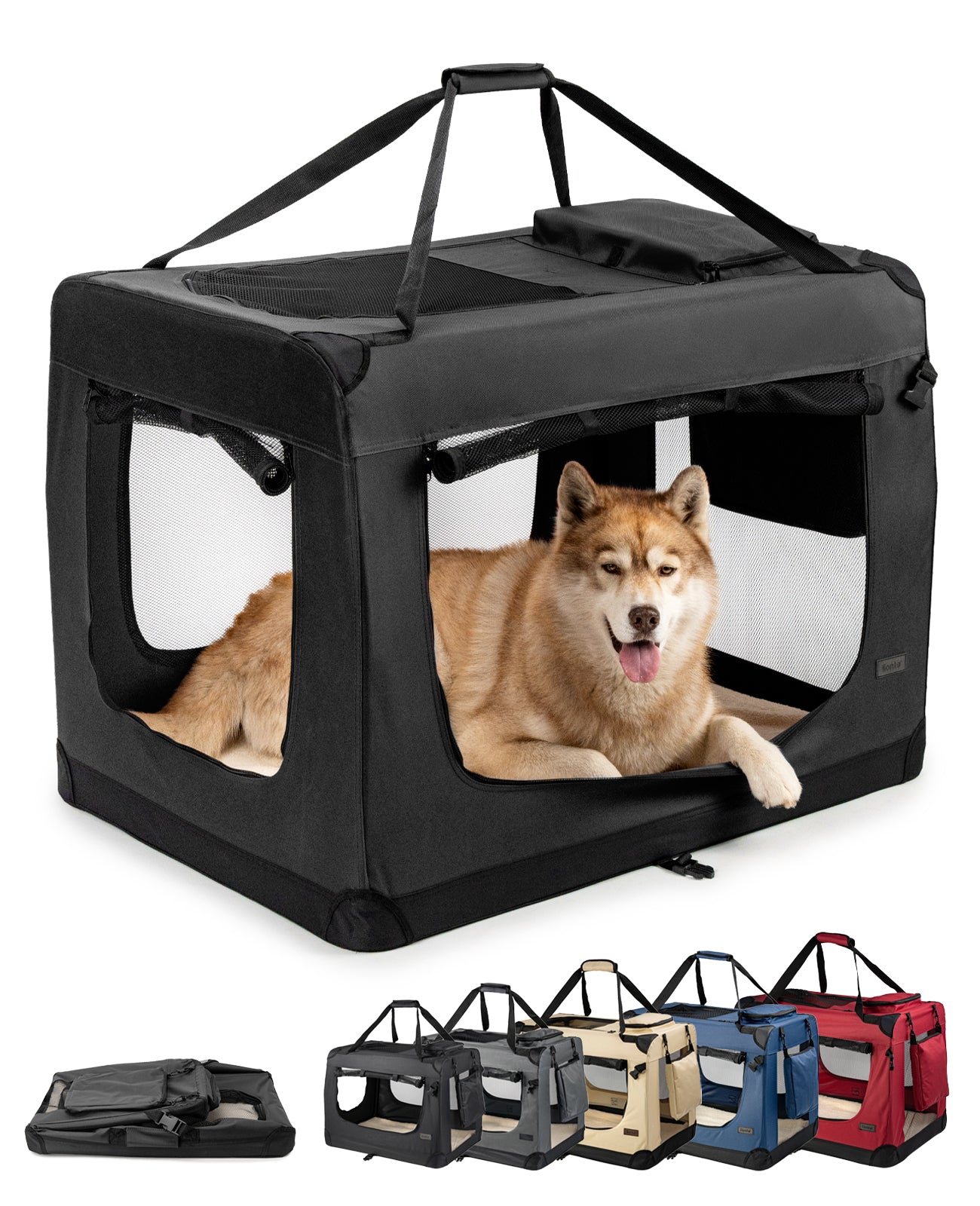 lionto Caisse de transport pliable pour chien (tailles S-XXXL et 4 couleurs)