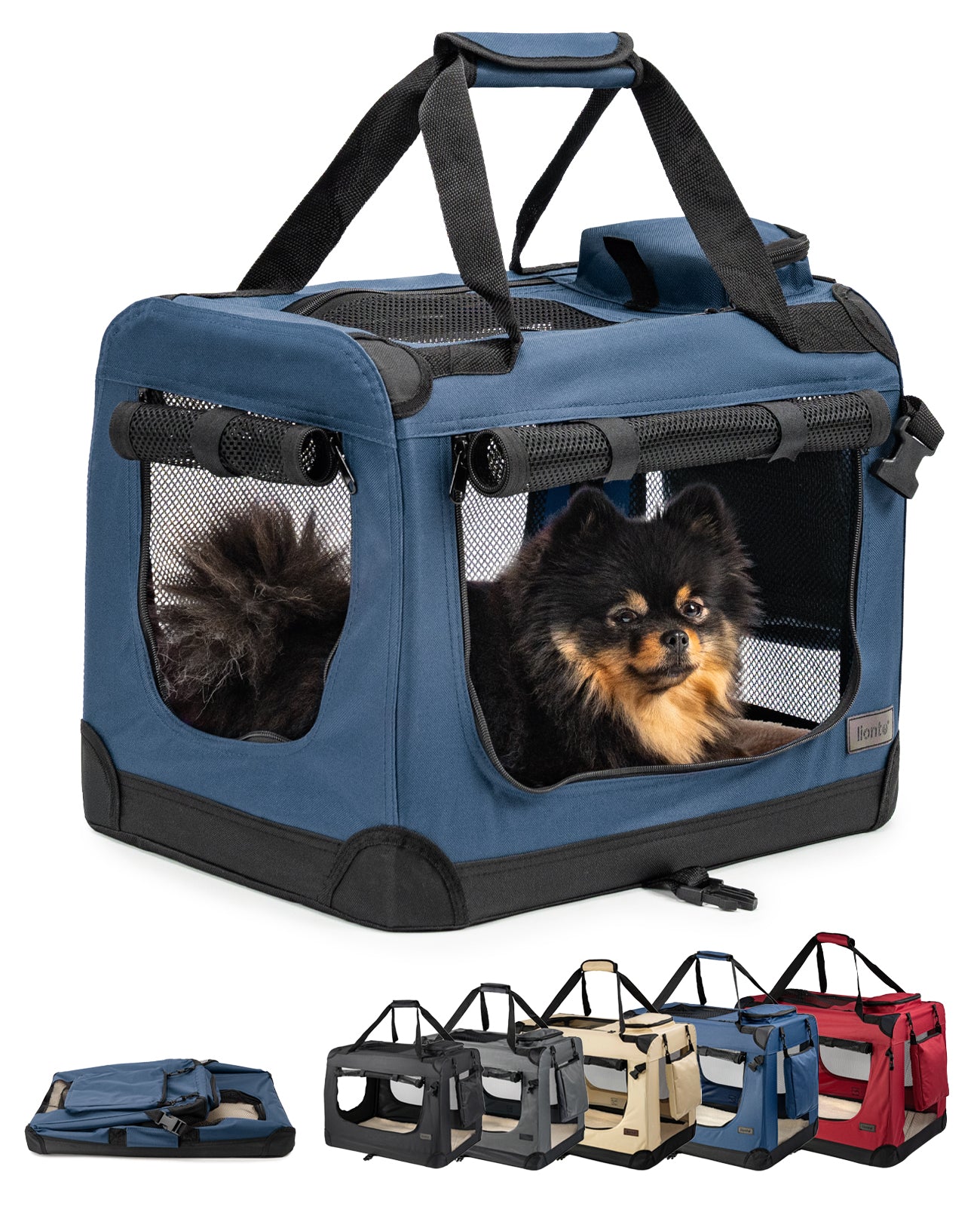 lionto Caisse de transport pliable pour chien (tailles S-XXXL et 4 couleurs)