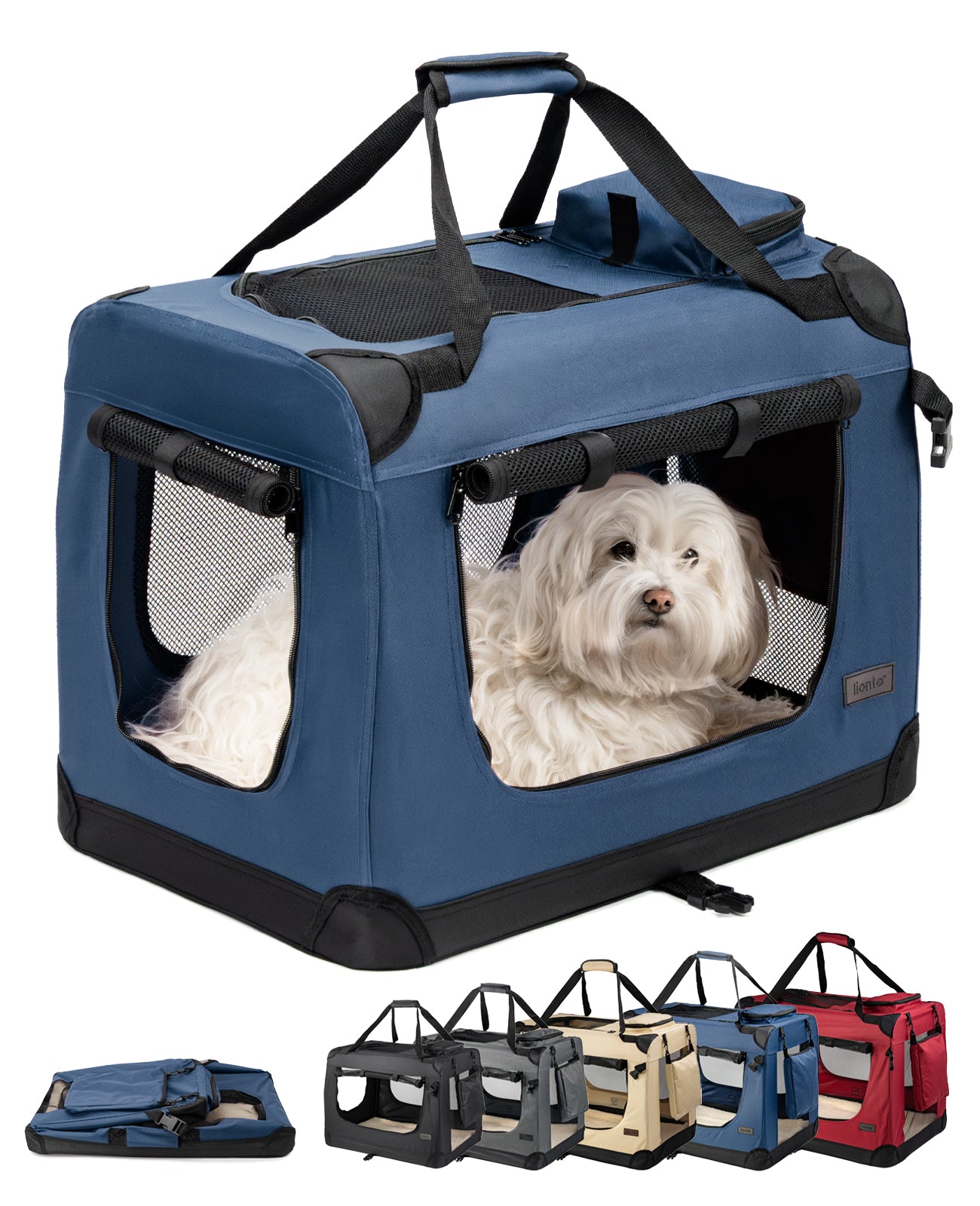 lionto Caisse de transport pliable pour chien (tailles S-XXXL et 4 couleurs)