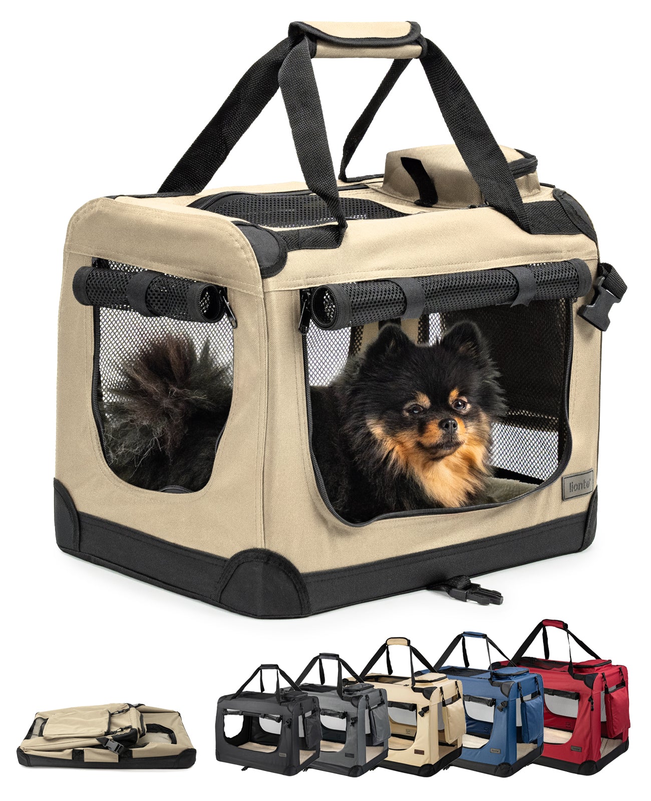 lionto Caisse de transport pliable pour chien (tailles S-XXXL et 4 couleurs)
