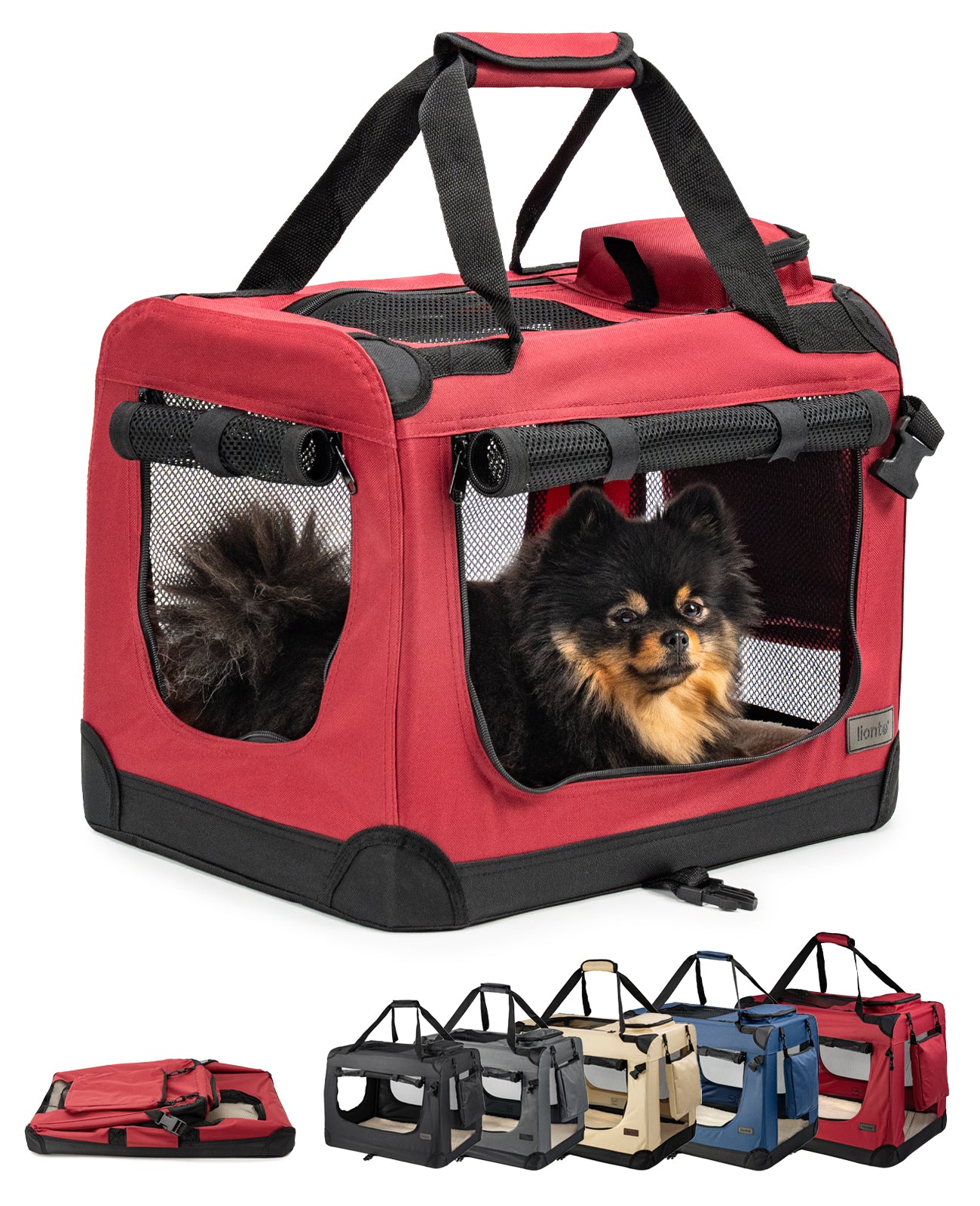 lionto Caisse de transport pliable pour chien (tailles S-XXXL et 4 couleurs)
