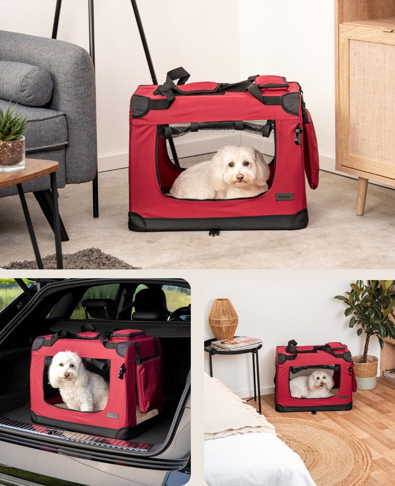lionto Caisse de transport pliable pour chien (tailles S-XXXL et 4 couleurs)