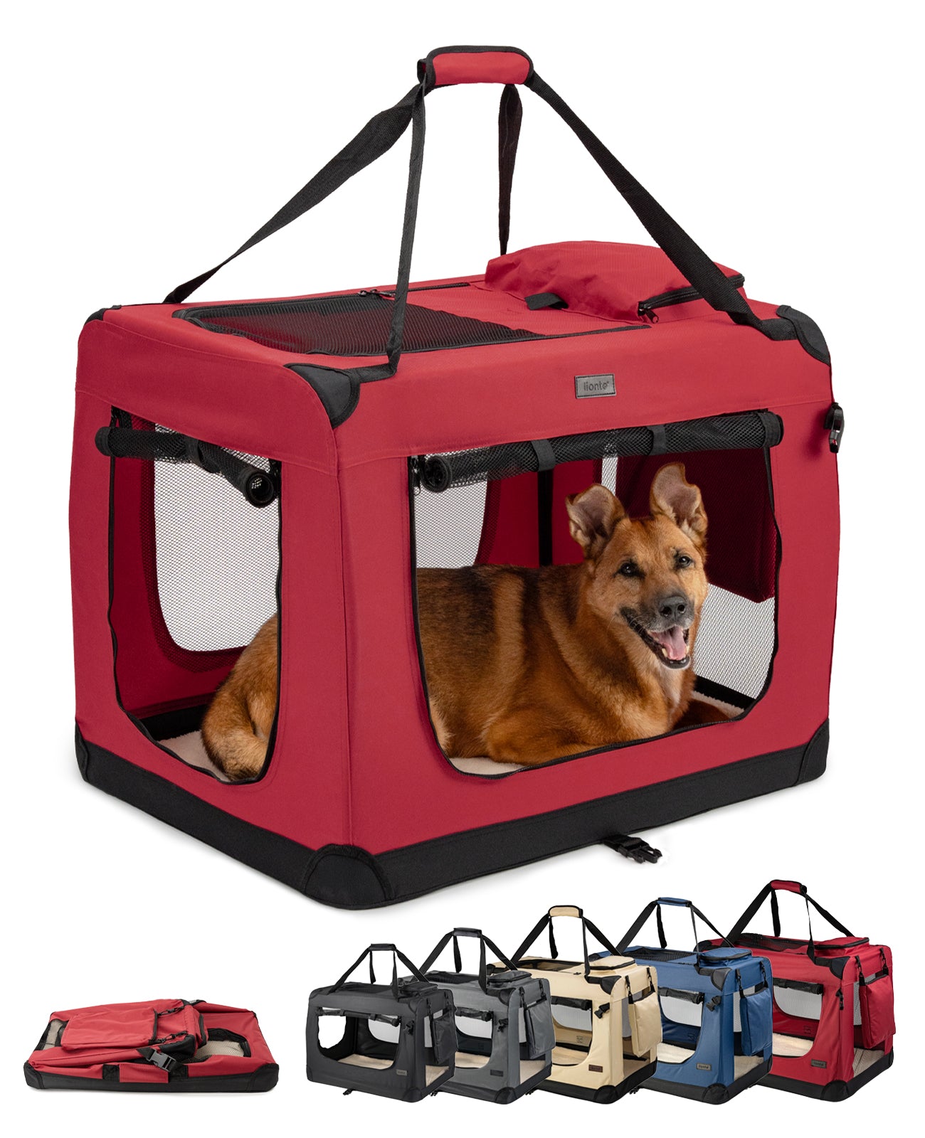 lionto Caisse de transport pliable pour chien (tailles S-XXXL et 4 couleurs)