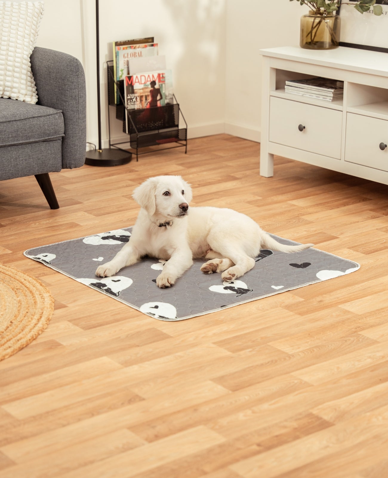 lionto Tapis pour chiots réutilisables, lot de 2, antidérapants,gris