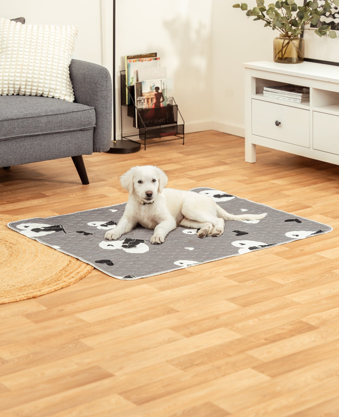 lionto Tapis pour chiots réutilisables, lot de 2, antidérapants,gris
