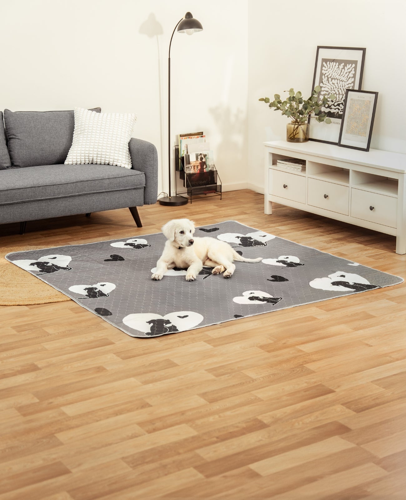 lionto Tapis pour chiots réutilisables, lot de 2, antidérapants,gris