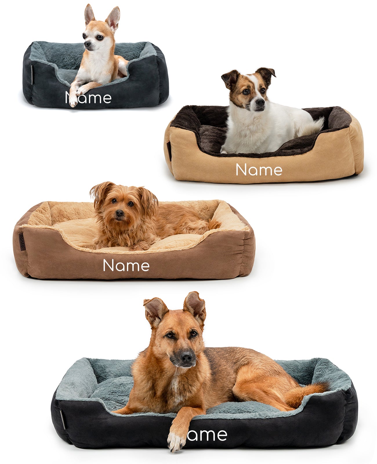 Lit pour animaux personnalisé avec coussin réversible