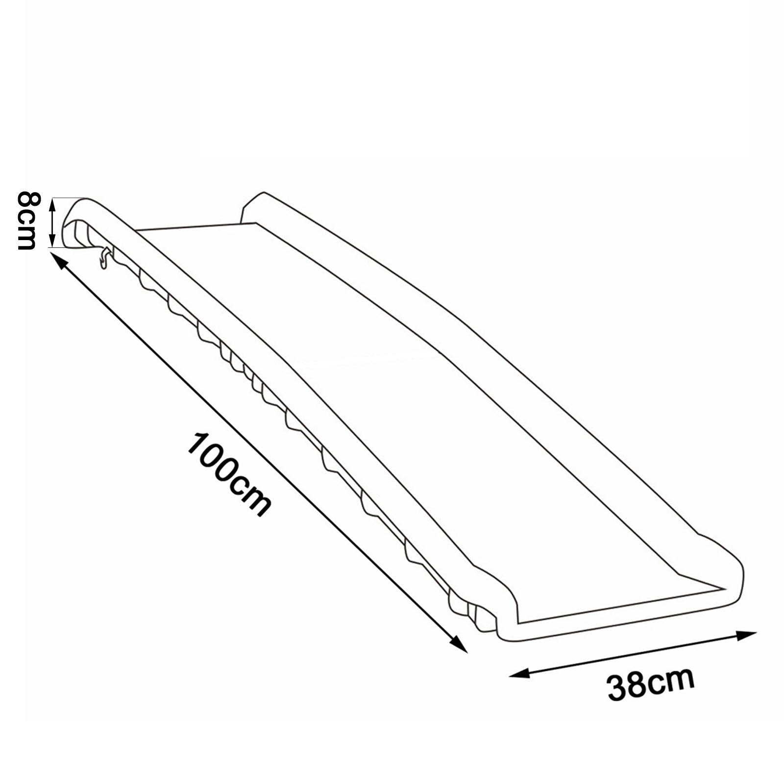 detaillierte Angabe aller Maße anhand einer Skizze der Hunderampe